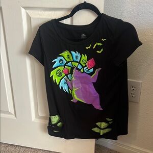 Black Short Sleeve T-Shirt with Colorful Unicorn Graphic